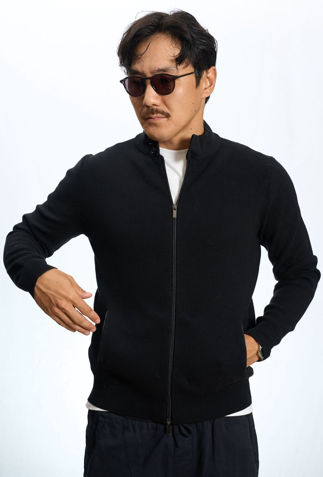 Maglia full zip doppio cursore maglione dresserd - NERO