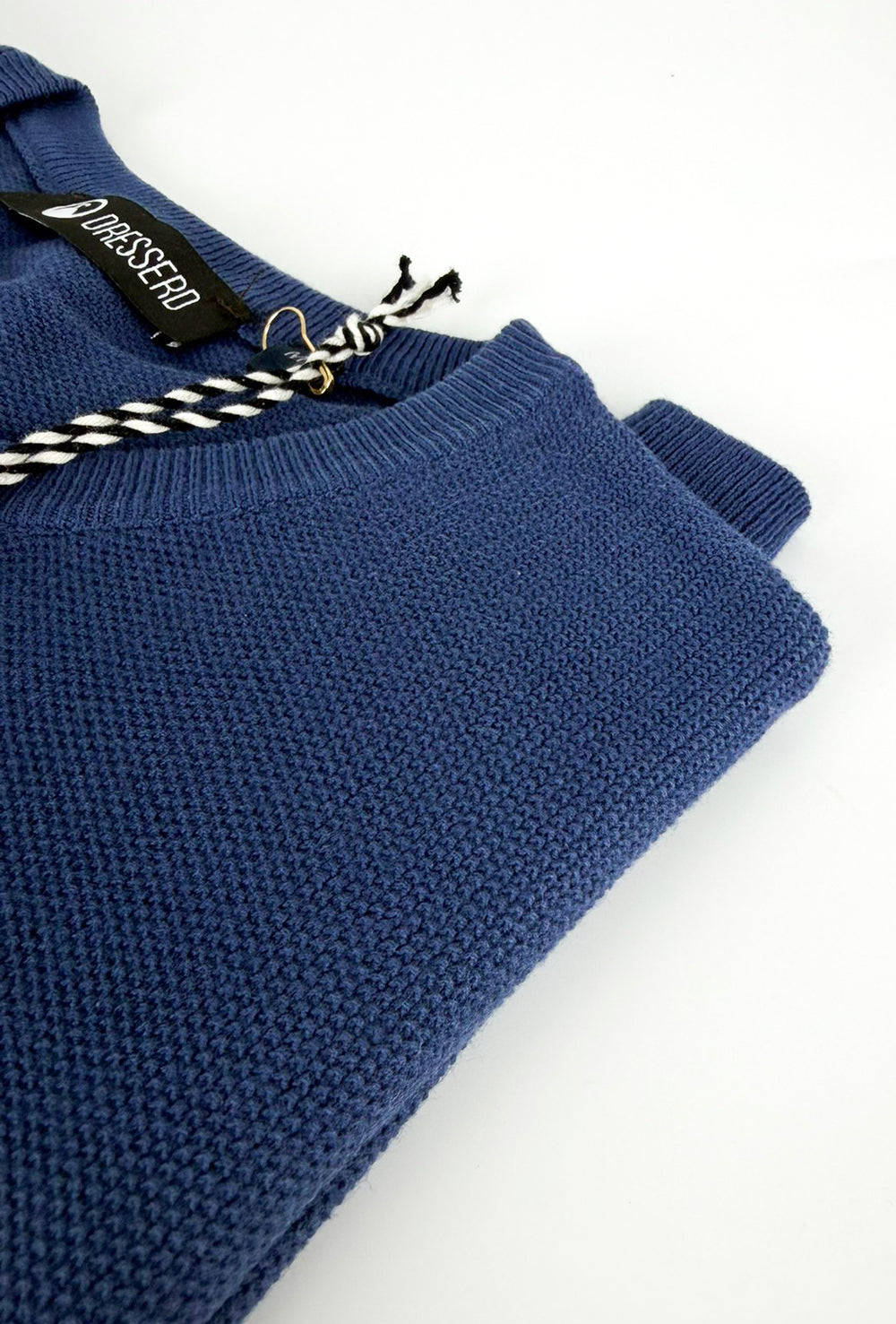 Maglioncino uomo 100% Cotone Trama lavorata Maglie Girocollo Dresserd - BLU AVIO