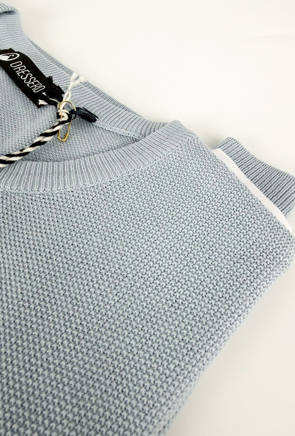 Maglioncino uomo 100% Cotone Trama lavorata Maglie Girocollo Dresserd - AZZURRO POLVERE