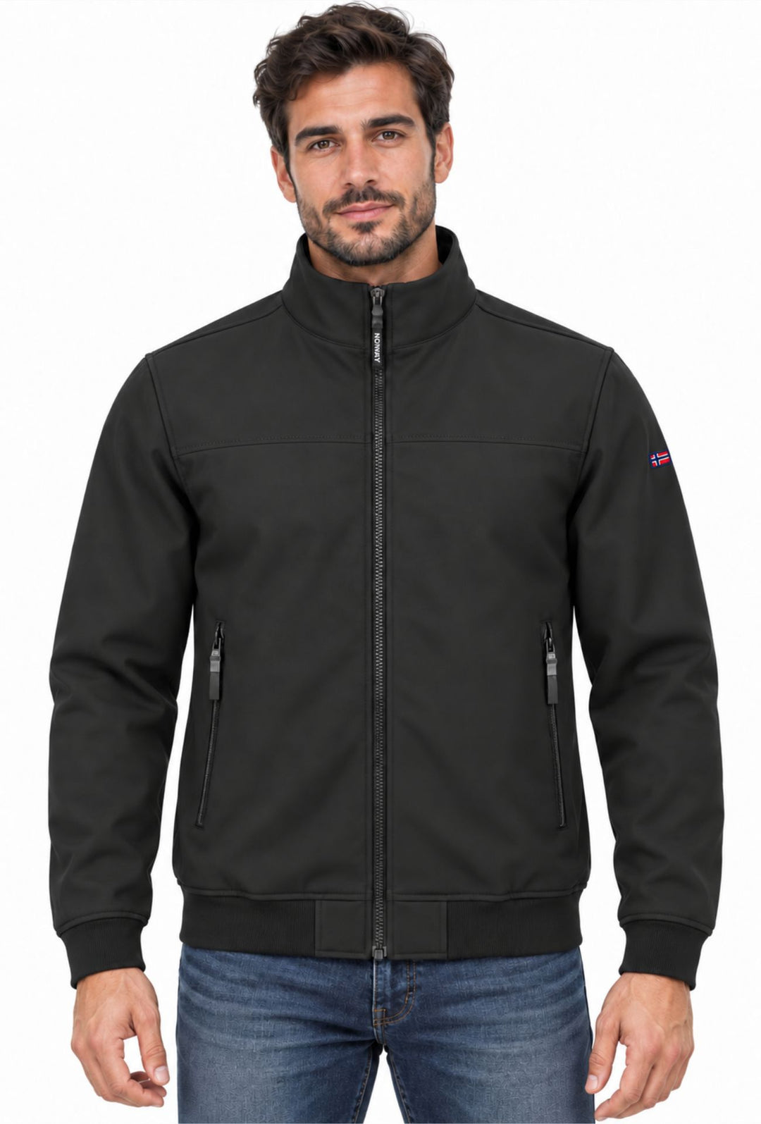 Giubbino Uomo Slim Norway Waterproof con Interno in Pile senza cappuccio  - NERO