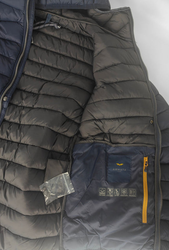 Giubbino Uomo tecnico ARMATA DI MARE con Cappuccio logo gommato lato cuore- BLU NAVY