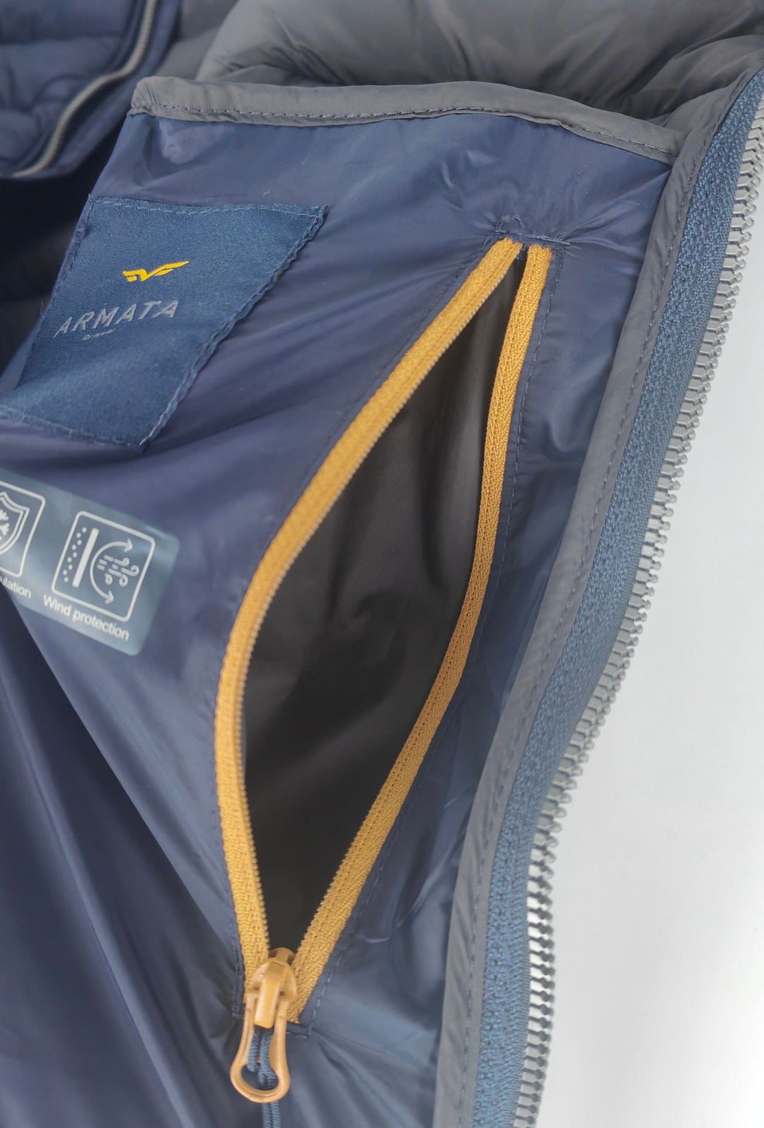 Giubbino Uomo tecnico ARMATA DI MARE con Cappuccio logo gommato lato cuore- BLU NAVY