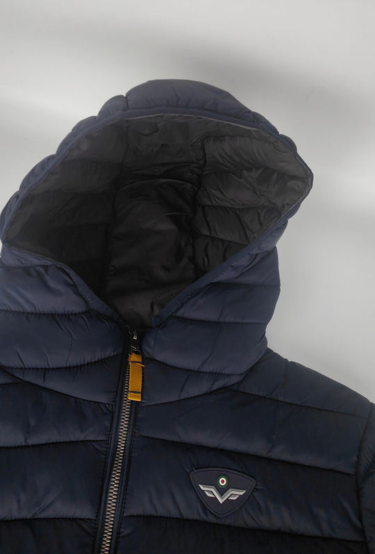 Giubbino Uomo tecnico ARMATA DI MARE con Cappuccio logo gommato lato cuore- BLU NAVY