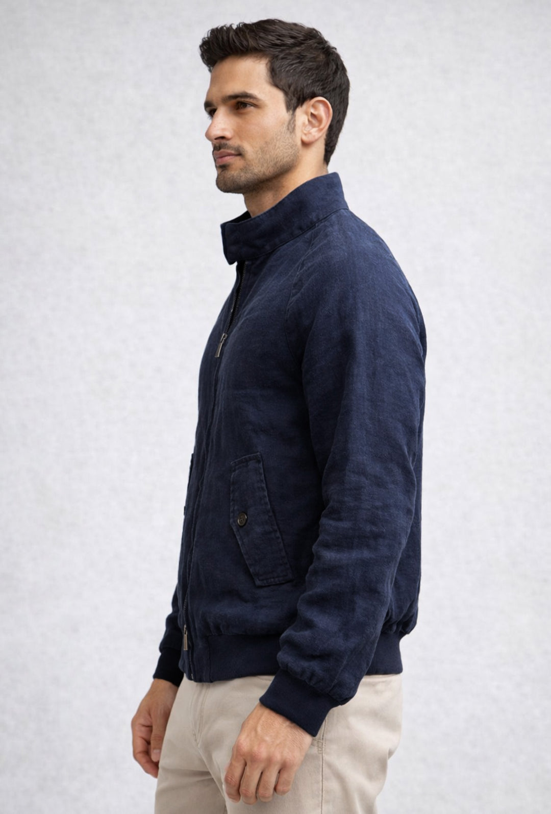 Giubbotto Uomo 100% Lino Dresserd Bomber Estivo - BLU