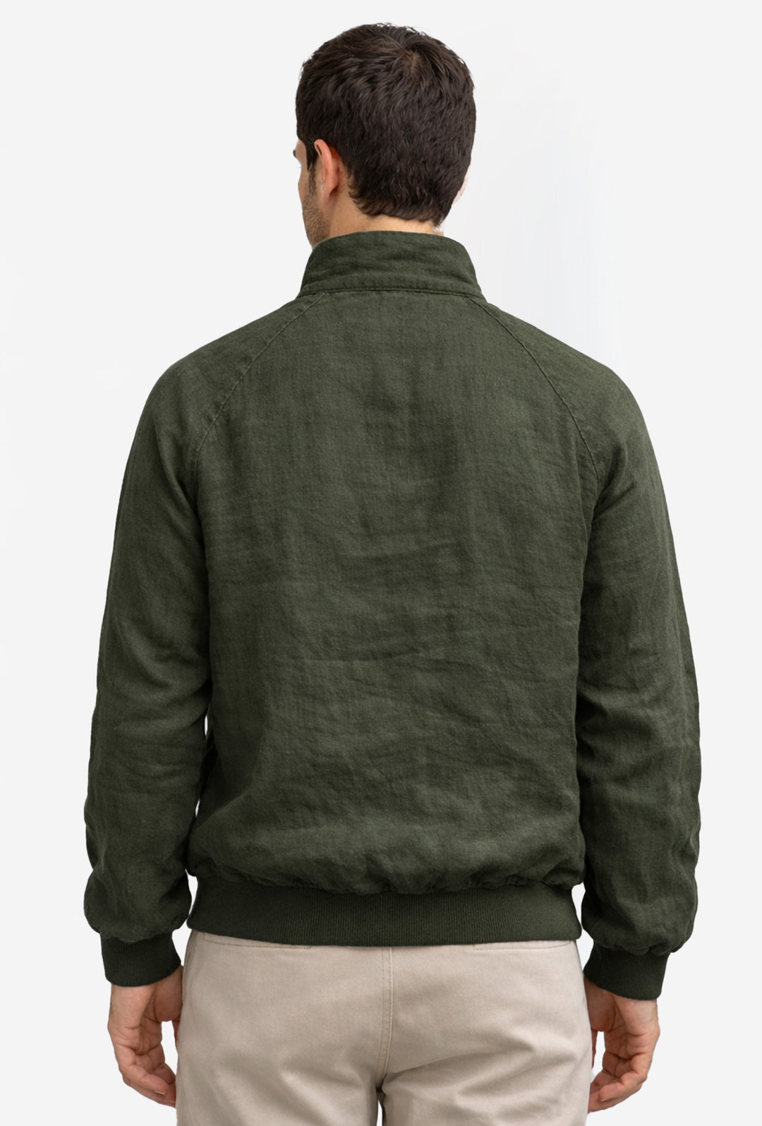Giubbotto Uomo 100% Lino Dresserd Bomber Estivo - VERDE MILITARE