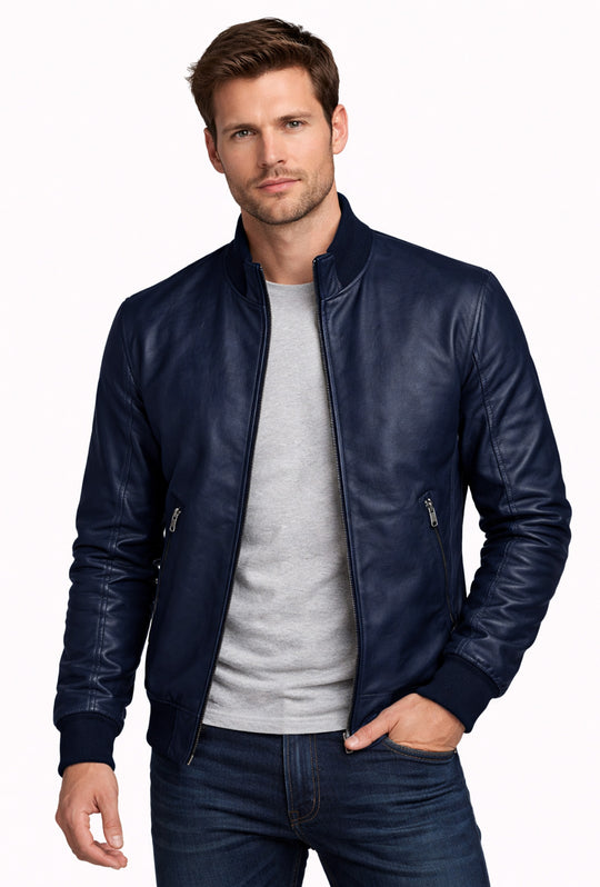 Giubbotto uomo Dresserd in Simil Pelle primaverile - BLU