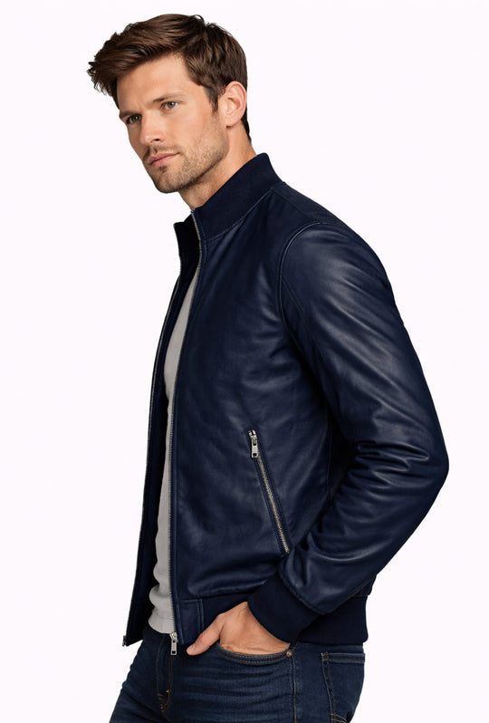 Giubbotto uomo Dresserd in Simil Pelle primaverile - BLU