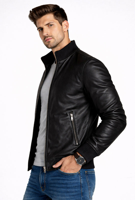 Giubbotto uomo Dresserd in Simil Pelle primaverile - NERO