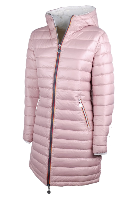 Giubbotto donna Double Face Piumino tessuto tecnico modello invernale - ROSA / BIANCO