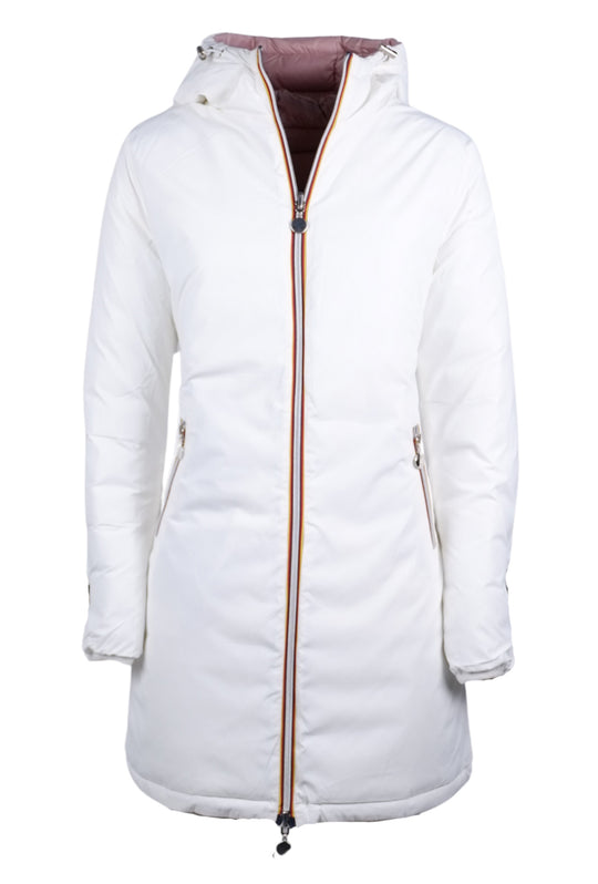 Giubbotto donna Double Face Piumino tessuto tecnico modello invernale - ROSA / BIANCO