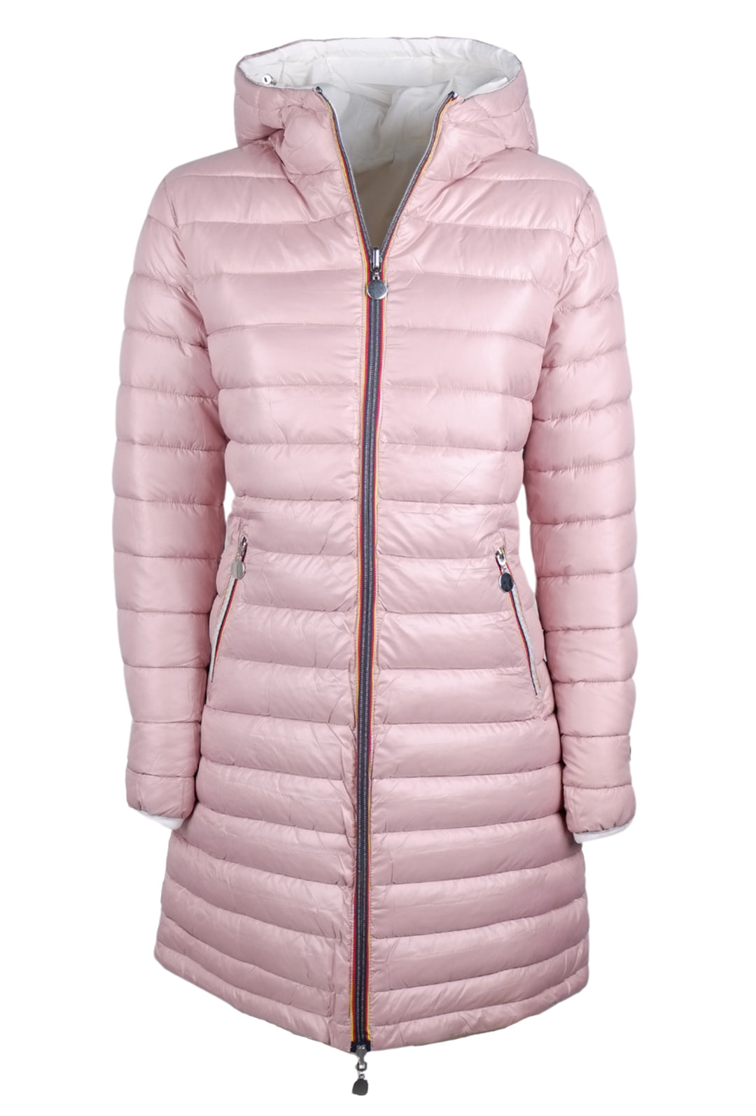 Giubbotto donna Double Face Piumino tessuto tecnico modello invernale - ROSA / BIANCO