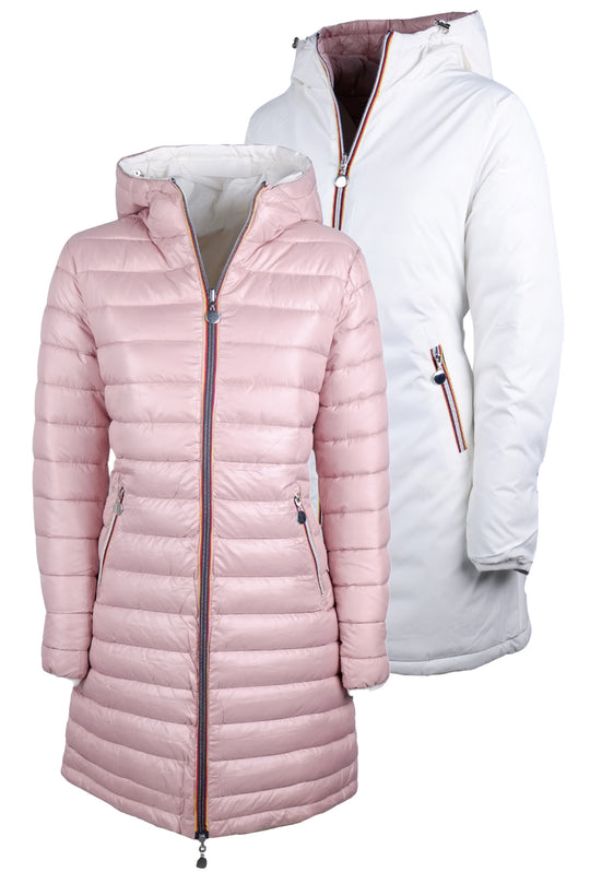 Giubbotto donna Double Face Piumino tessuto tecnico modello invernale - ROSA / BIANCO