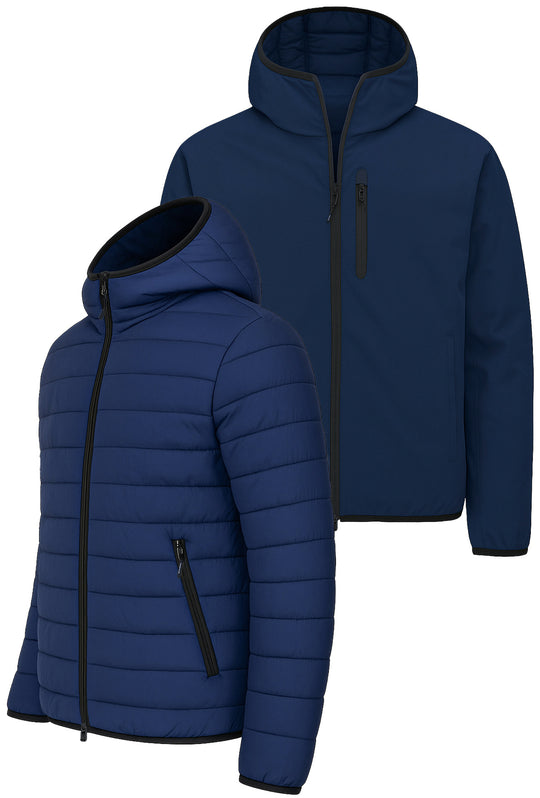 Giubbotto Uomo Double Face Dresserd Piumino e tessuto tecnico - BLU