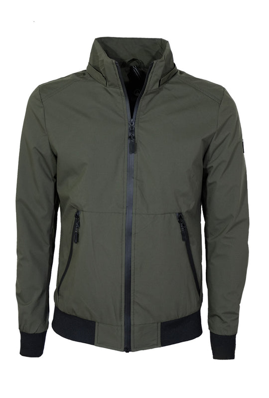 Giubbotto Uomo Dresserd Cappuccio Smontabile Giubbino Leggero Bomber Semi slim Fit - VERDE MILITARE