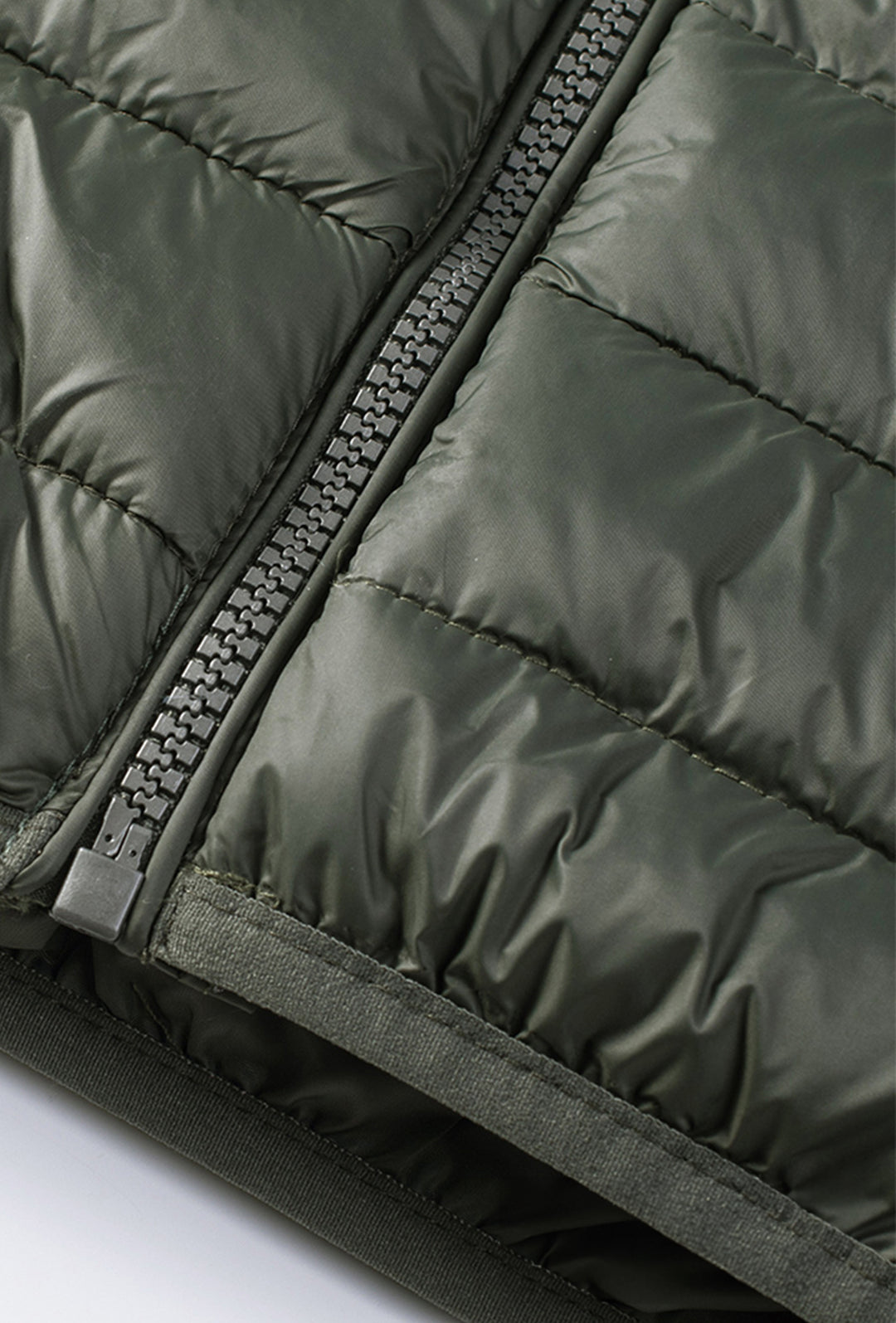 Giubbotto Uomo Piumino 100 Grammi Cappuccio Smontabile semi Slim Fit Giubbino Dresserd - VERDE MILITARE