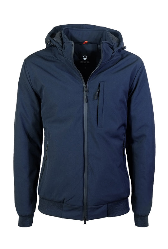 Giubbotto Uomo Invernale con Cappuccio Smontabile Bomber balza in cotone  Tessuto Tecnico Semi Slim Fit Dresserd - BLU