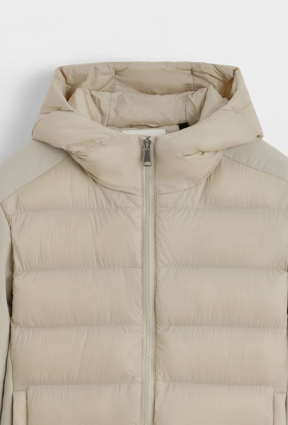 Giubbotto uomo tessuto tecnico piumino con cappuccio - BEIGE