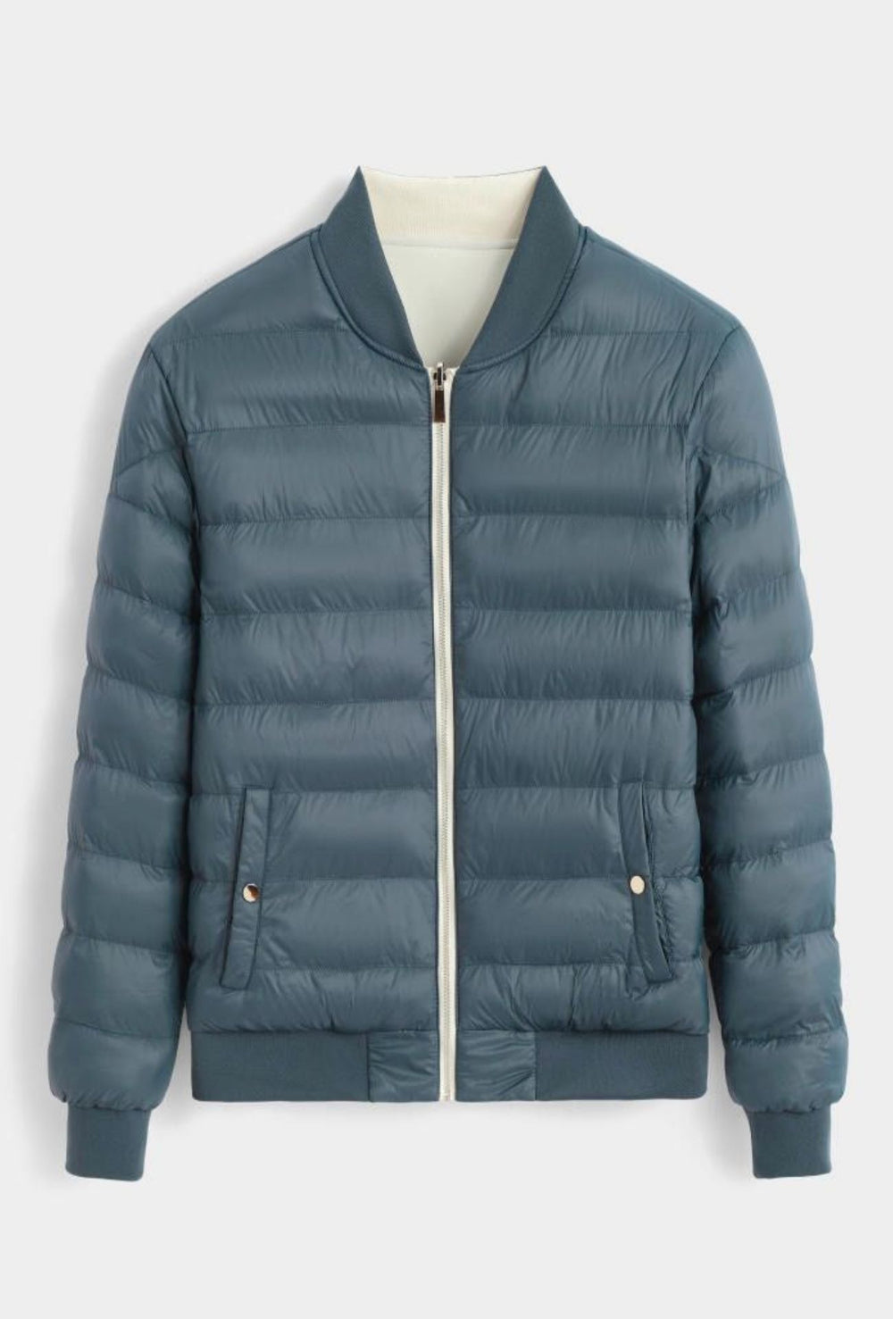 Giubbotto uomo double face piumino tessuto tecnico college - PETROLIO