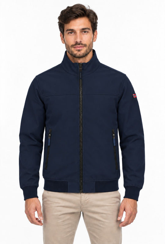 Giubbino Uomo Slim Norway Waterproof con Interno in Pile senza cappuccio  - BLU NAVY