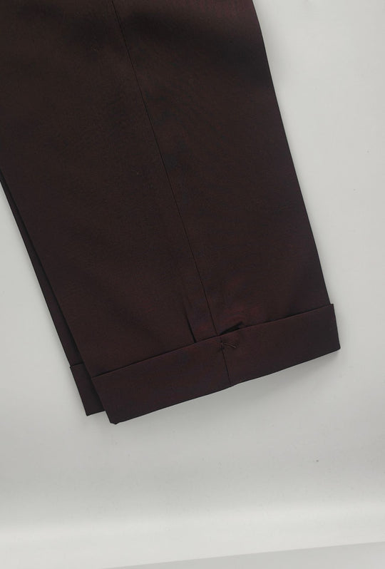 Pantaloni uomo in viscosa con tasca America, risvolto e abbottonatura allungata - TESTA DI MORO
