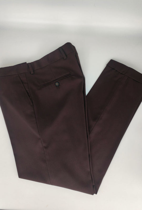 Pantaloni uomo in viscosa con tasca America, risvolto e abbottonatura allungata - TESTA DI MORO