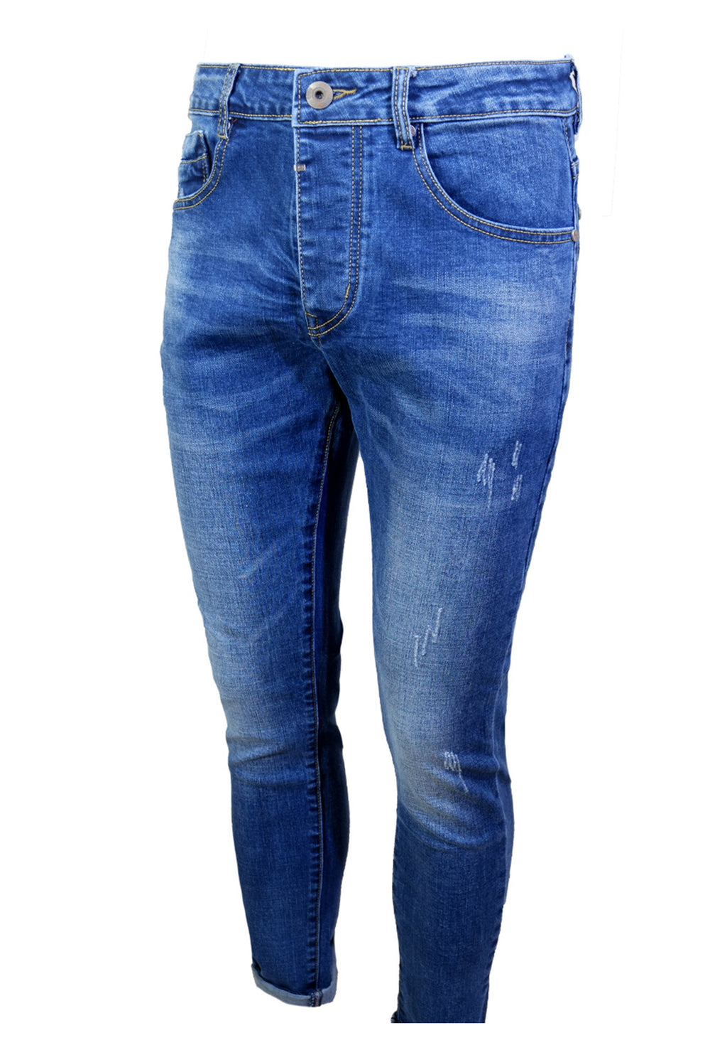 Jeans Uomo Dresserd Modello Elasticizzato Con Chiusura Bottoni Slim Fit Gampa Stretta Pantaloni Lunghi