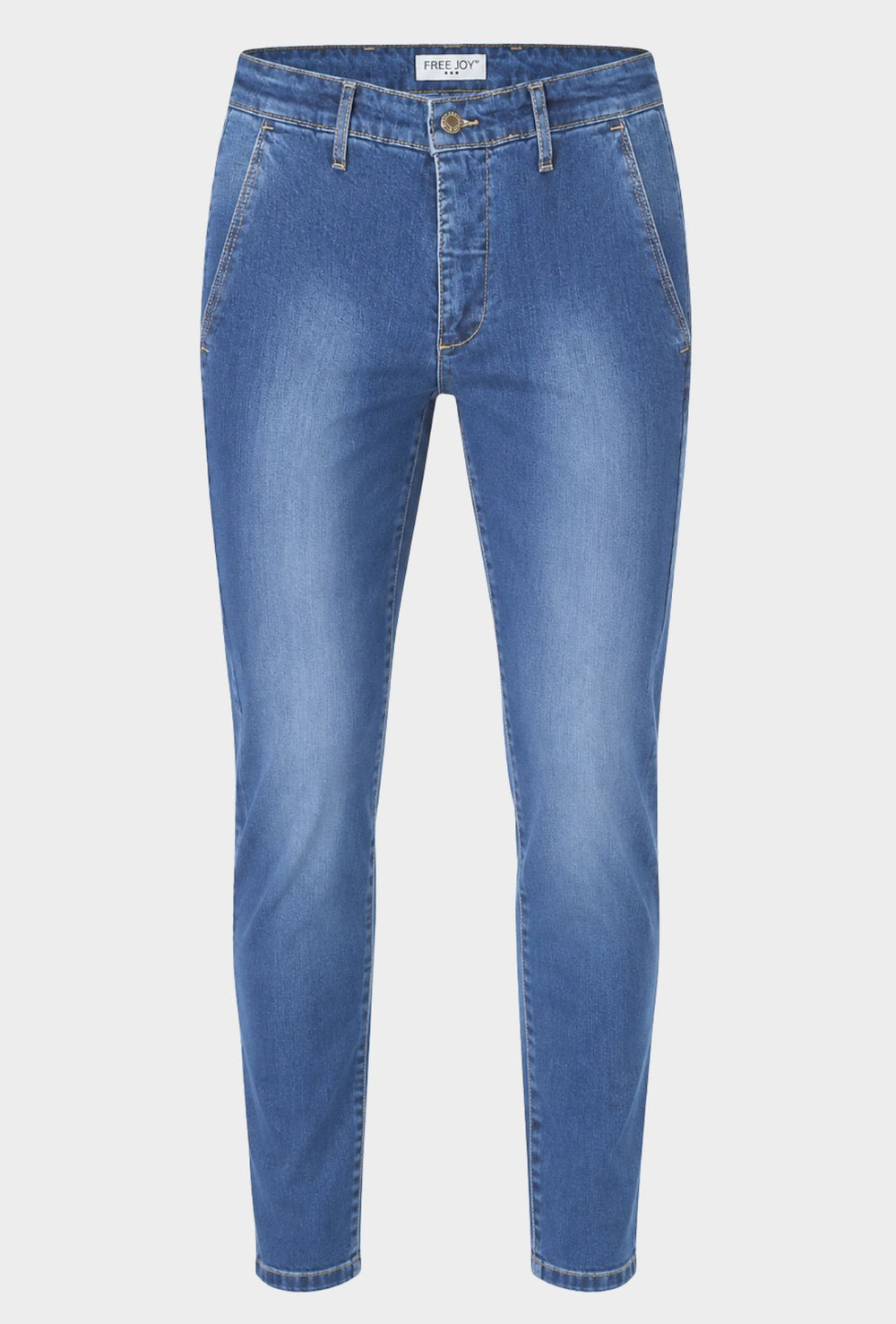 Jeans Uomo FREE JOY in Denim Stretch  Slim Fit con Tasche America- LAVAGGIO MEDIO