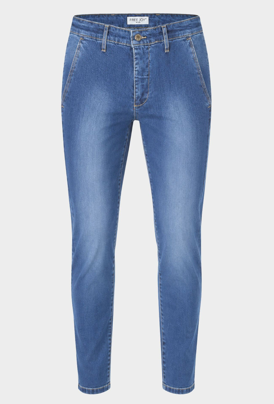 Jeans Uomo FREE JOY in Denim Stretch  Slim Fit con Tasche America- LAVAGGIO MEDIO
