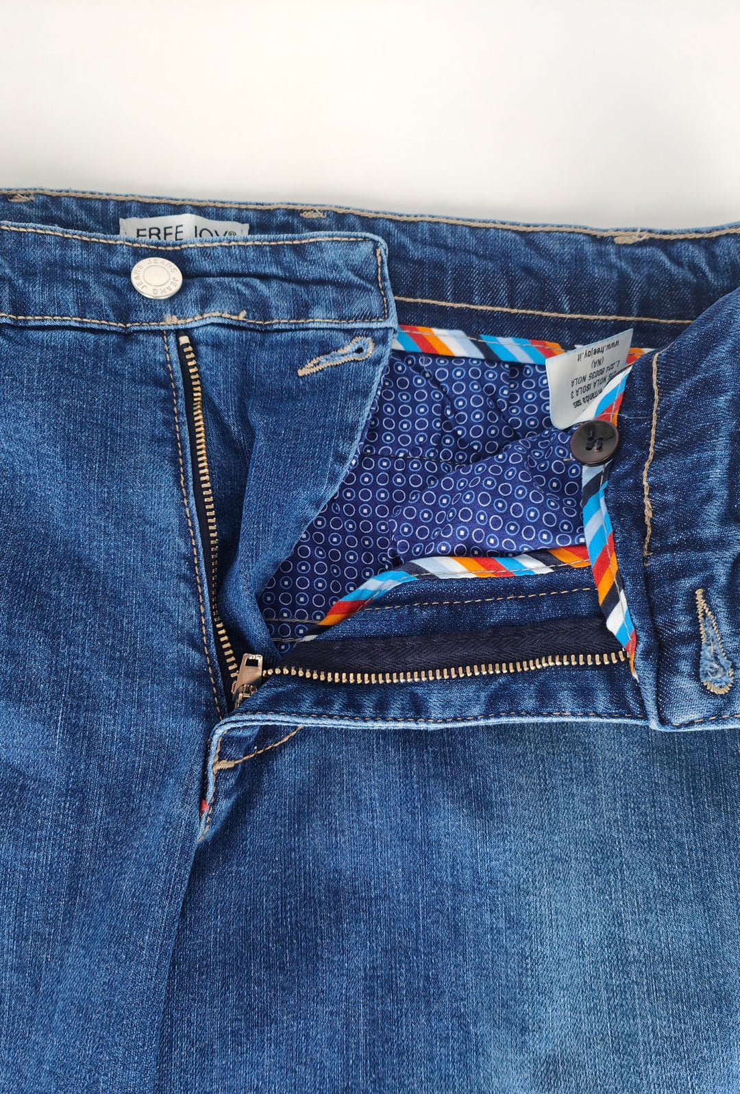 Jeans Uomo FREE JOY in Denim Stretch  Slim Fit con Tasche America- LAVAGGIO MEDIO