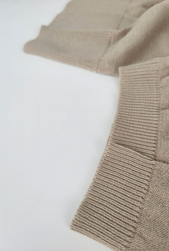 T-shirt uomo in Lino e cotone, maglietta mezza manica in maglia - BEIGE