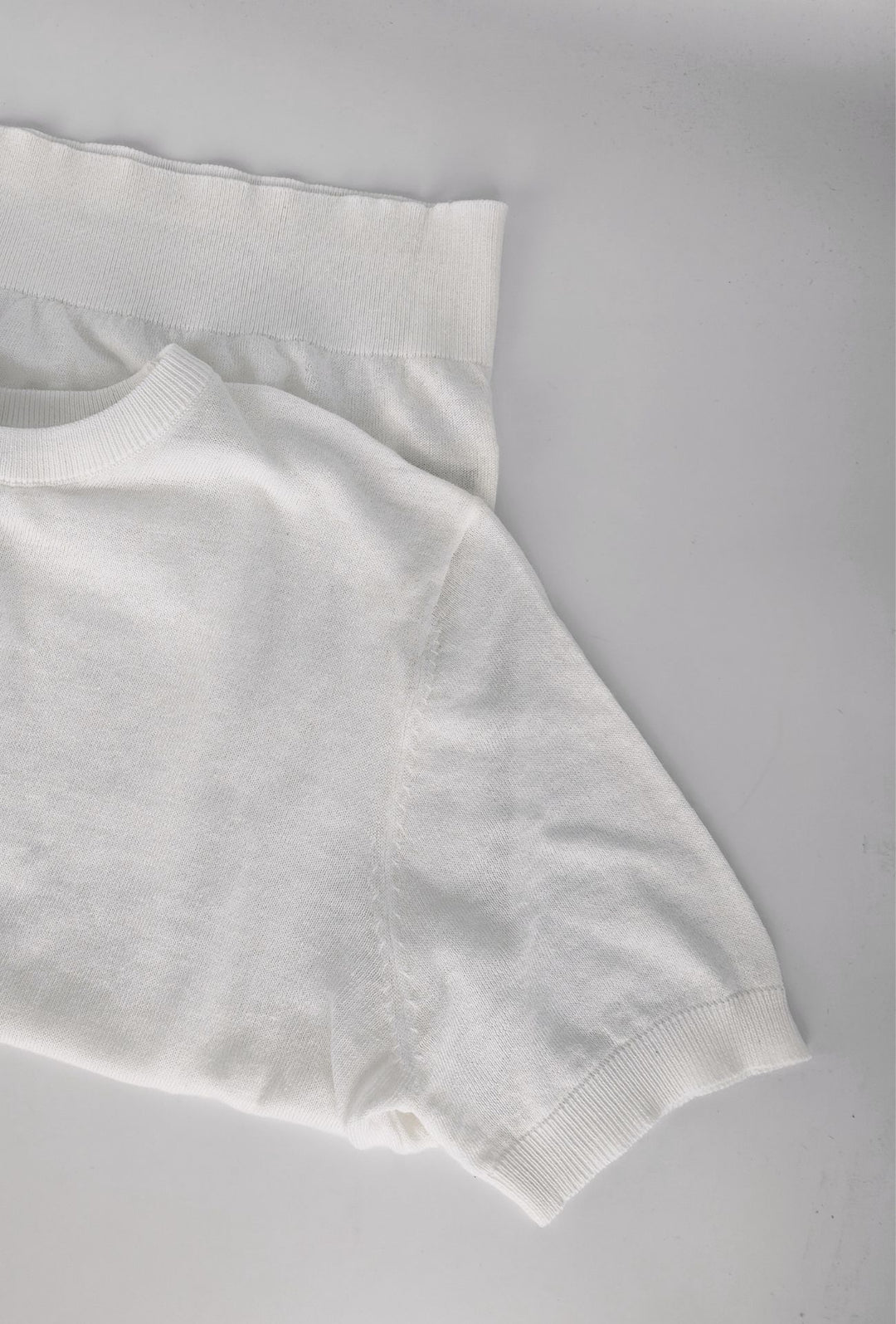 T-shirt uomo in Lino e cotone, maglietta mezza manica in maglia - BIANCO