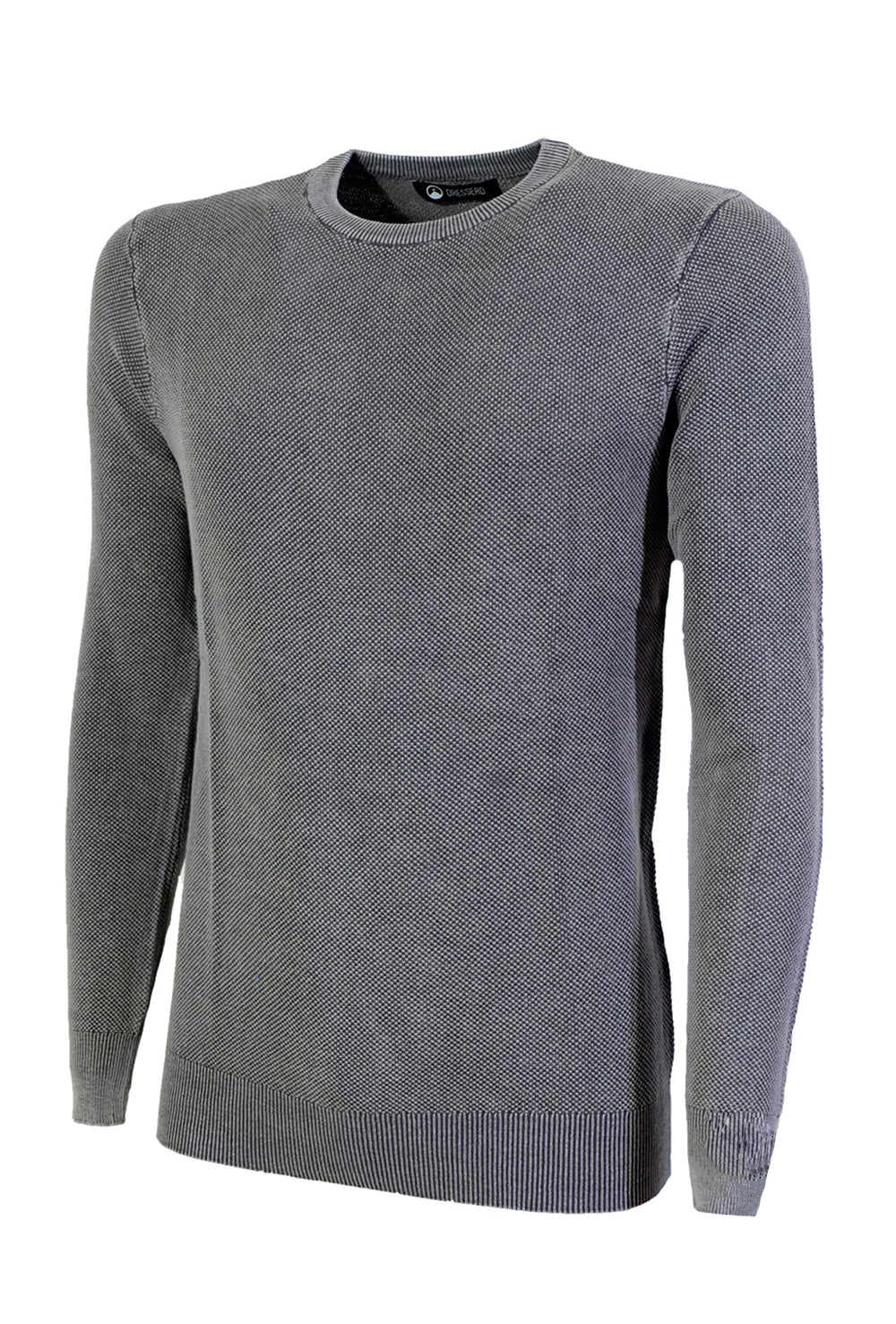 Maglia uomo in cotone con trama lavorata girocollo 100% Cotone Dresserd - GRIGIO