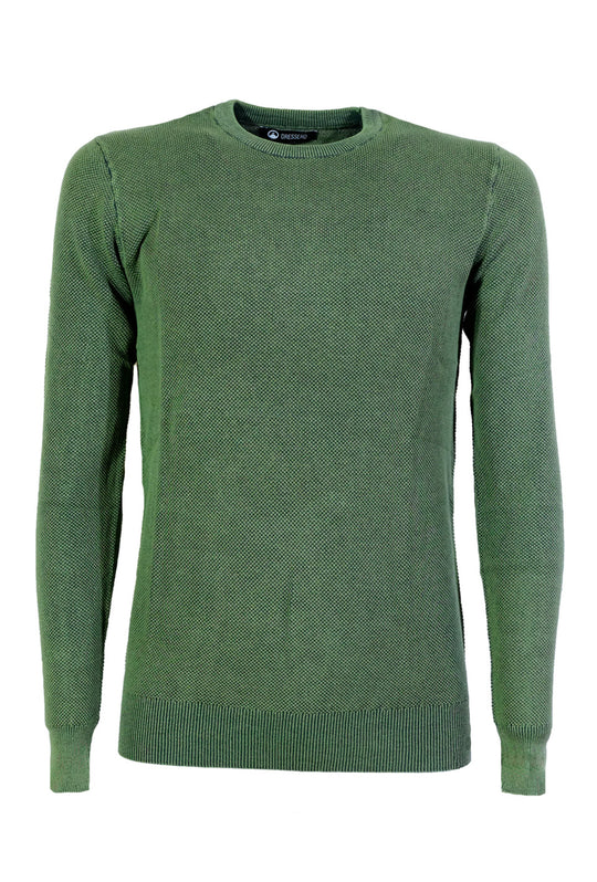 Maglia uomo in cotone con trama lavorata girocollo 100% Cotone Dresserd - VERDE