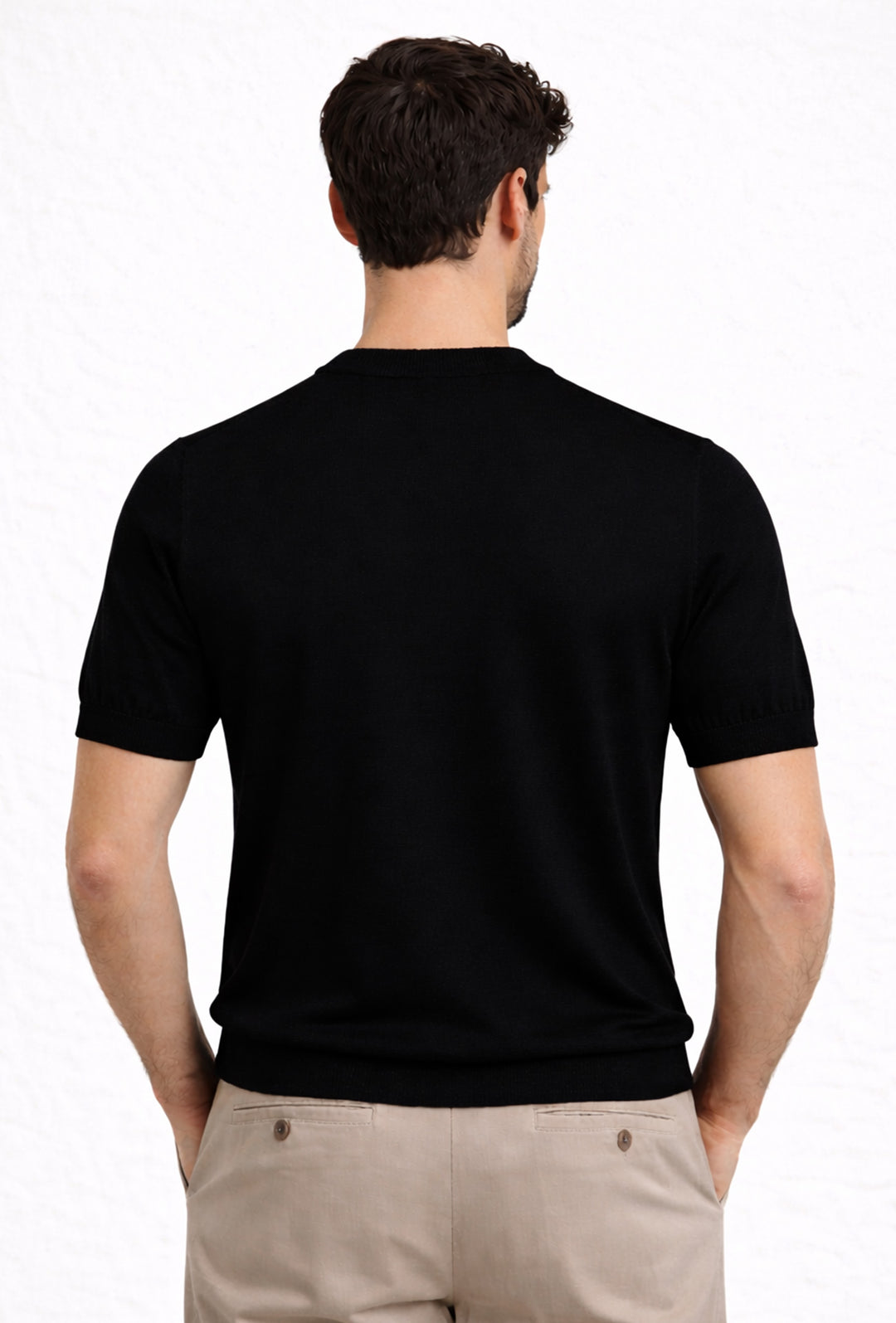 Maglia misto seta t-shirt ultra sottile premium - NERO