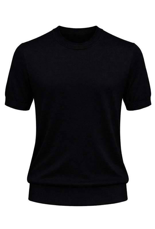 Maglia misto seta t-shirt ultra sottile premium - NERO
