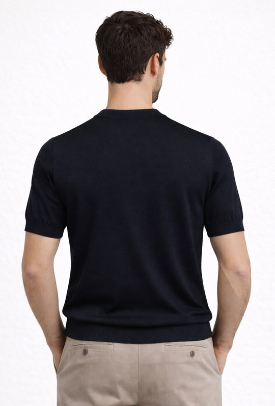 Maglia misto seta t-shirt ultra sottile premium - BLU