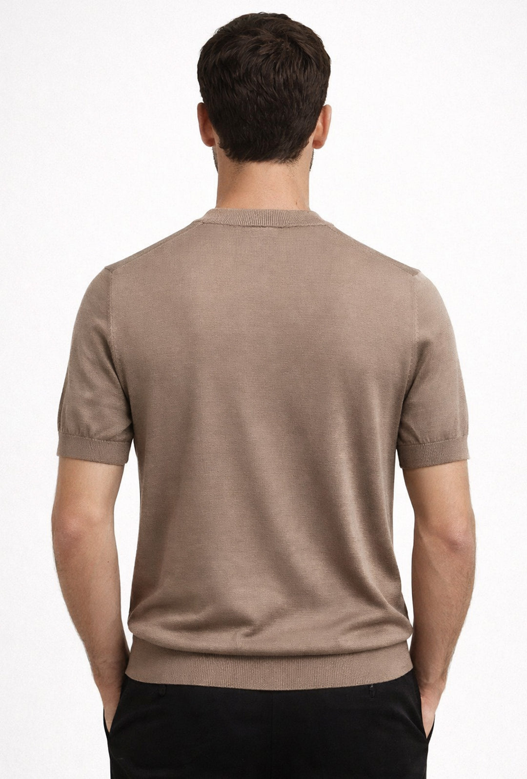 Maglia misto seta t-shirt ultra sottile premium - BEIGE