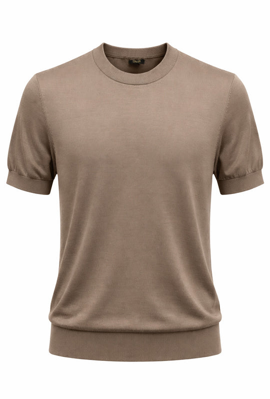 Maglia misto seta t-shirt ultra sottile premium - BEIGE