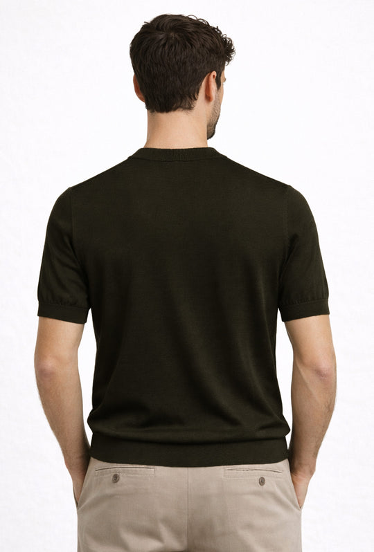 Maglia misto seta t-shirt ultra sottile premium - VERDE SCURO
