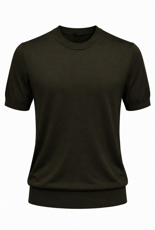 Maglia misto seta t-shirt ultra sottile premium - VERDE SCURO