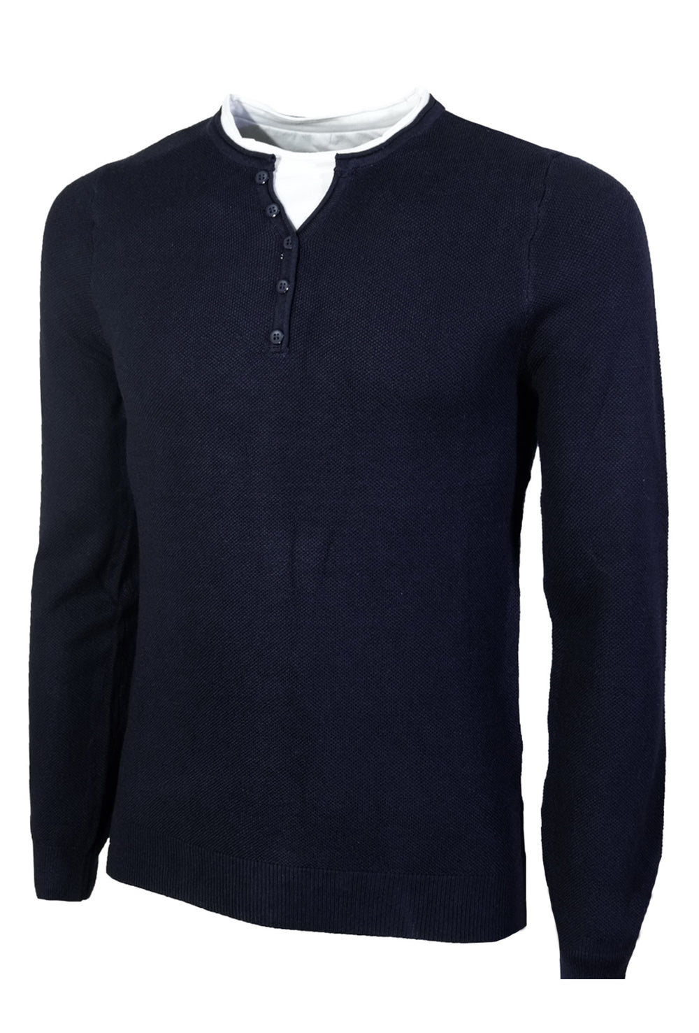 Maglia Uomo Manica lunga Maglioncino serafino trama lavorata Maglie invernali Dresserd - NERO