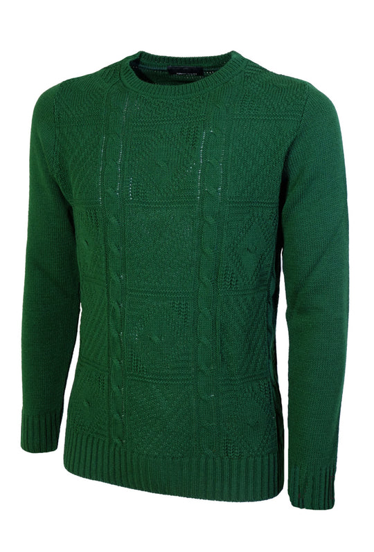 Maglia Uomo Invernale Dresserd Maglione girocollo trama lavorata - VERDE