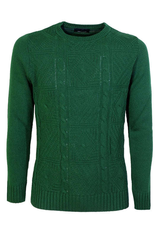 Maglia Uomo Invernale Dresserd Maglione girocollo trama lavorata - VERDE