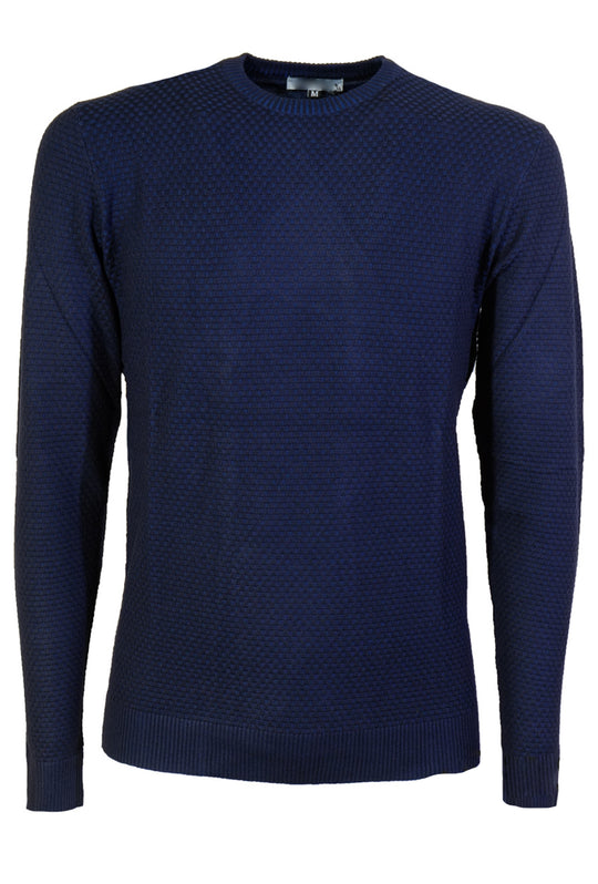 Maglia Uomo Maglioncino Dresserd Viscosa Girocollo manica lunga Trama lavorata Semi Slim fit - BLU