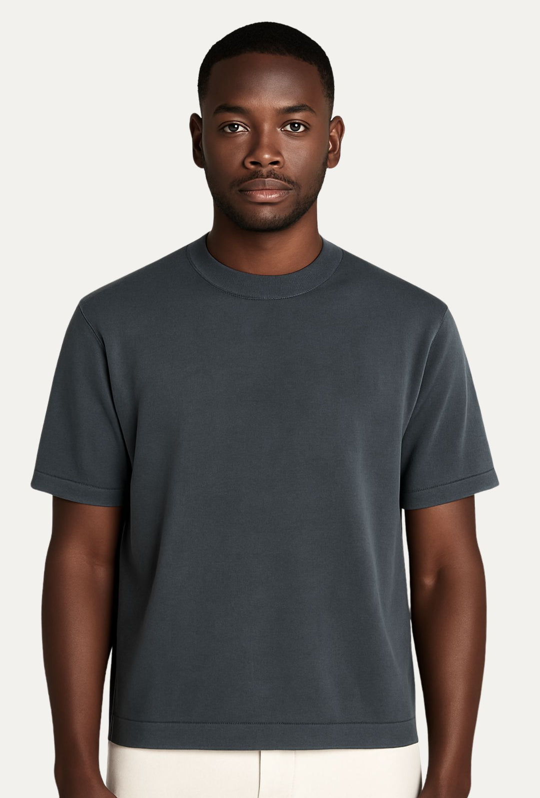 T-Shirt uomo in Filo Maglia mezza manica relaxed fit - GRIGIO SCURO