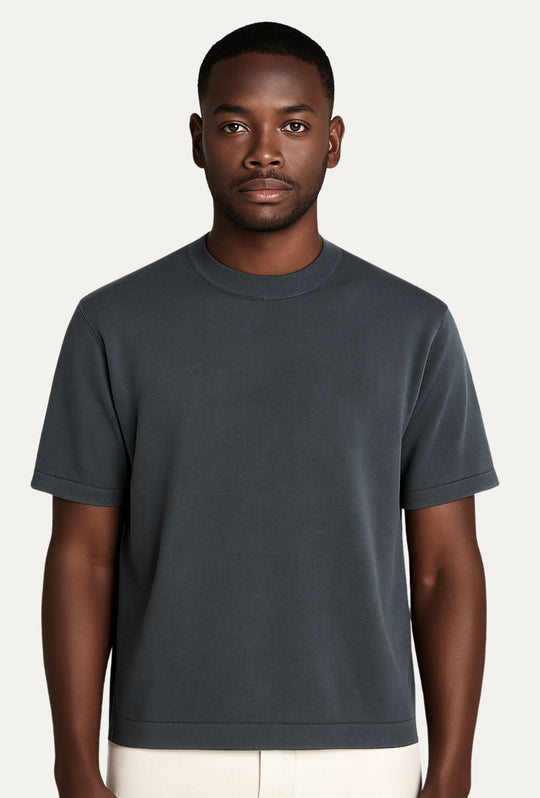 T-Shirt uomo in Filo Maglia mezza manica relaxed fit - GRIGIO SCURO