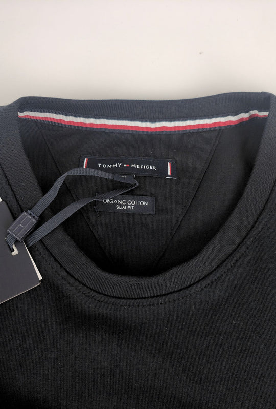 Maglia Uomo Tommy Hilfiger  in Cotone a Manica Lunga Slim Fit Logo ricamato lato cuore- NERO