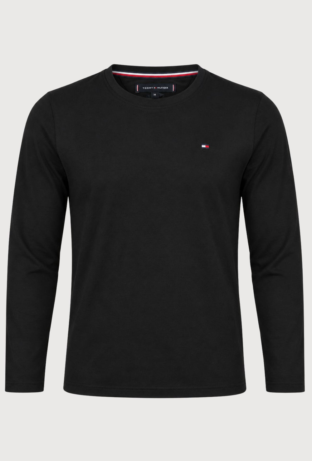Maglia Uomo Tommy Hilfiger  in Cotone a Manica Lunga Slim Fit Logo ricamato lato cuore- NERO