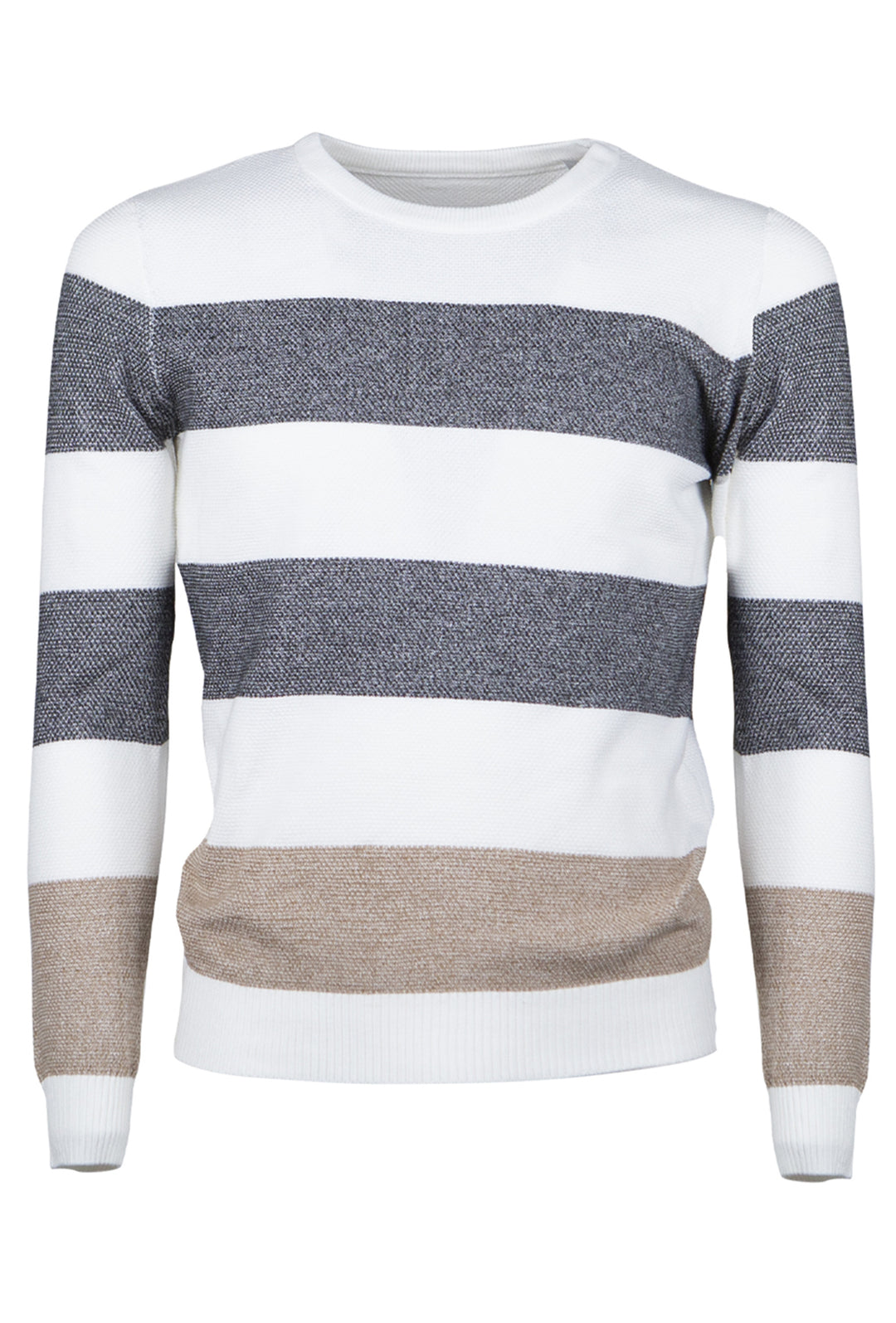 Maglia Uomo trama Rigata Maglione girocollo Dresserd - BIANCO