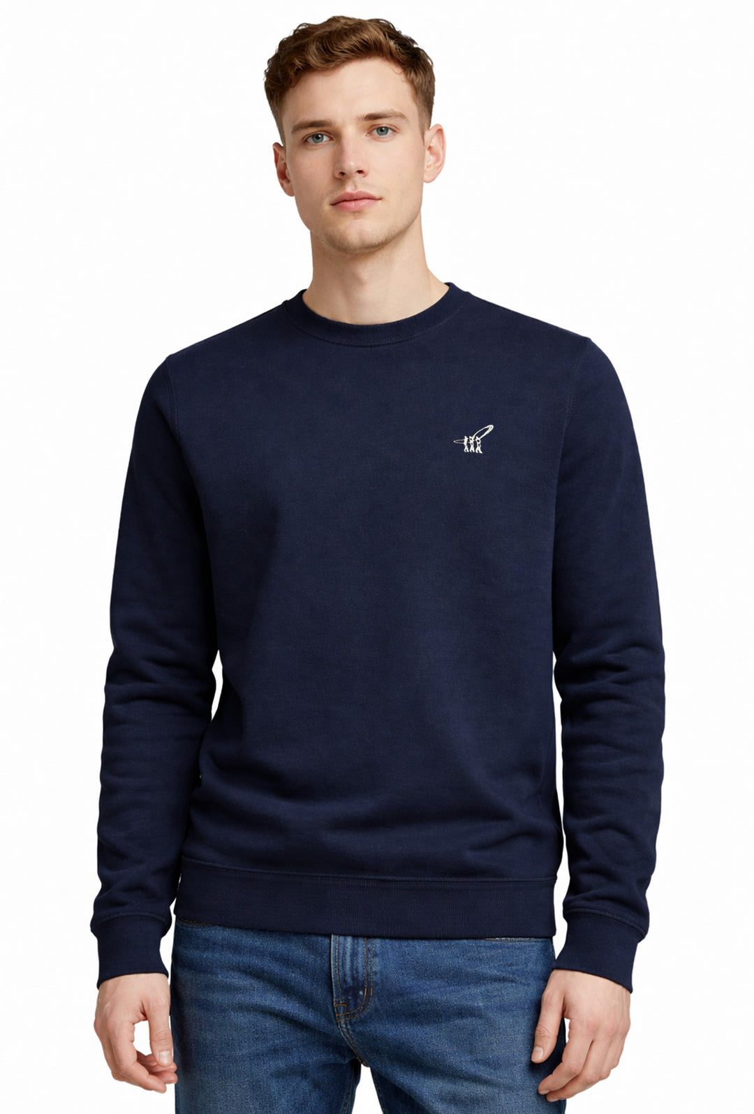 Felpa uomo Henry Cotton's girocollo leggero in cotone - BLU